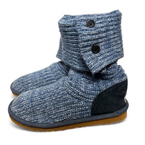 UGG Australia Classic Cardy Knit Boots Size 8 Denim Blue Marl